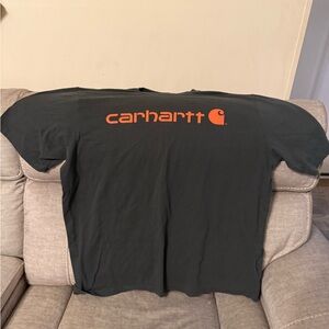 Carhartt Men's Dark Green T-Shirt with Orange Logo